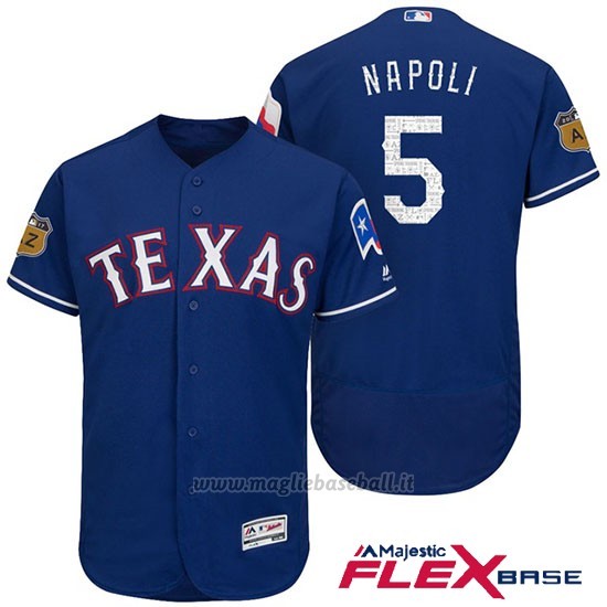 Maglia Baseball Uomo Texas Rangers Mike Napoli 2017 Allenamento Primaverile Flex Base